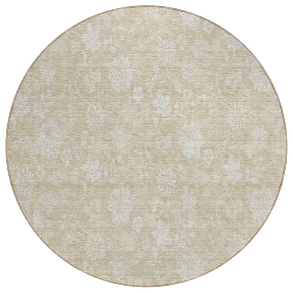 HomeRoots 5' Classic Floral Washable Area Rug - Durable Indoor/Outdoor Design Perfect for High-Traffic Spaces 8' Round 581409