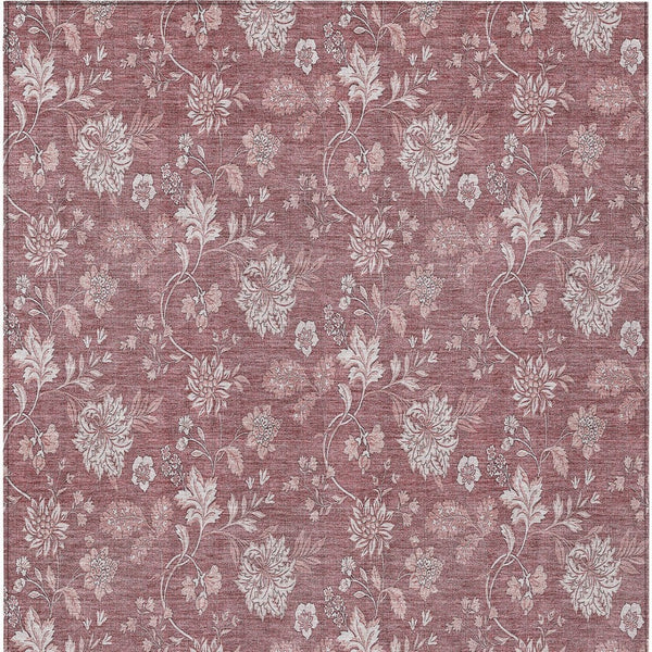 Homeroots 3' Artichoke Green Floral Washable Area Rug - Perfect For Indoor & Outdoor Spaces, Stain Resistant 5' X 8' Polyester 581414