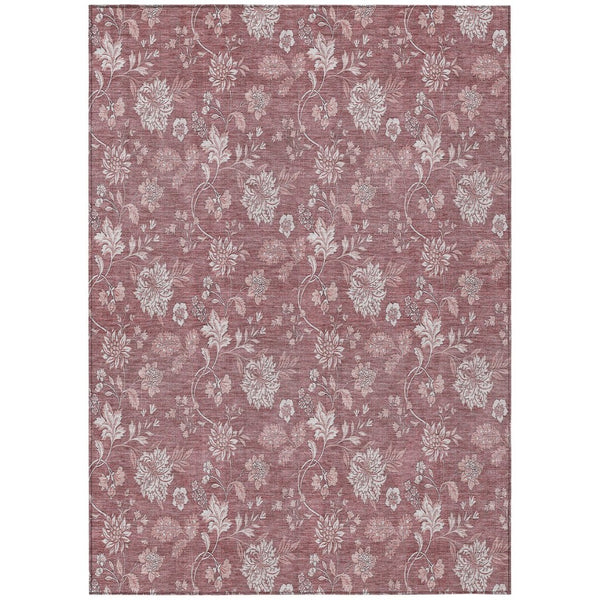 HomeRoots 5' Blush Pink and Mauve Floral Area Rug - Durable, Washable Design for Indoor and Outdoor Spaces 5' X 8' 581414