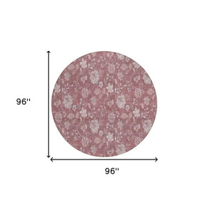 Homeroots 3' Artichoke Green Floral Washable Area Rug - Perfect For Indoor & Outdoor Spaces, Stain Resistant 8' Round Polyester 581415