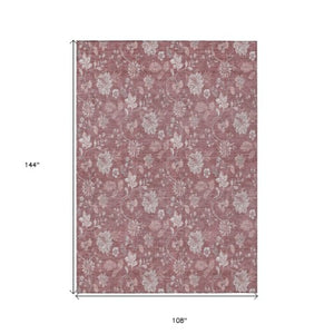 Homeroots 3' Artichoke Green Floral Washable Area Rug - Perfect For Indoor & Outdoor Spaces, Stain Resistant 9' X 12' Polyester 581417