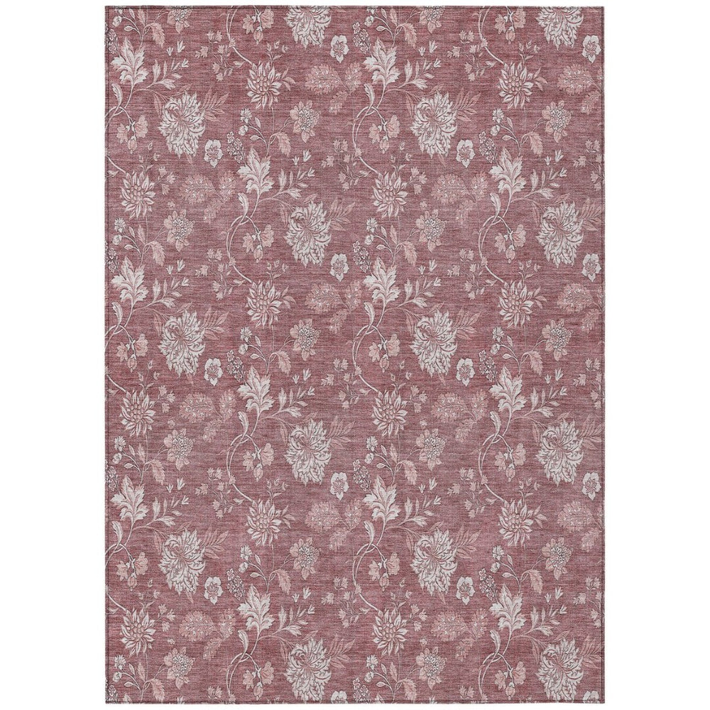 HomeRoots 9' Blush Pink and Mauve Floral Washable Area Rug - Stylish, Durable Design for Indoor and Outdoor Spaces 9' X 12' 581417