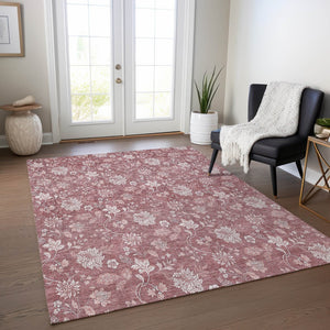 Homeroots 3' Artichoke Green Floral Washable Area Rug - Perfect For Indoor & Outdoor Spaces, Stain Resistant 9' X 12' Polyester 581417