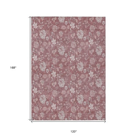 Homeroots 3' Artichoke Green Floral Washable Area Rug - Perfect For Indoor & Outdoor Spaces, Stain Resistant 10' X 14' Polyester 581418