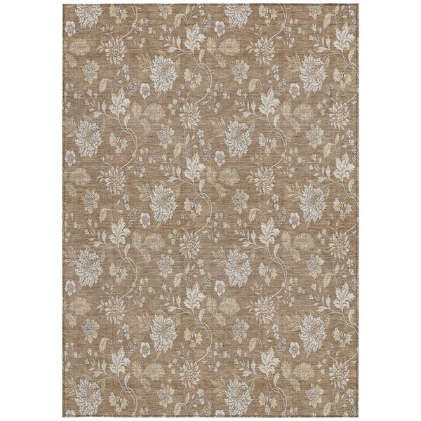 Homeroots 3' Artichoke Green Floral Washable Area Rug - Perfect For Indoor & Outdoor Spaces, Stain Resistant 3' X 5' Polyester 581419