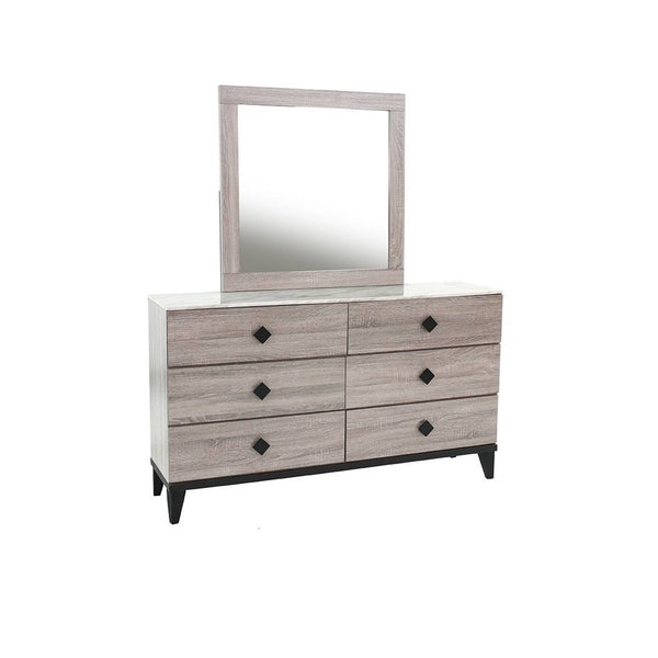 English Elm Modern Chest of Drawers with Faux Marble Top and Black Square Hardware - 4-Drawer Storage Accent Piece Cream 19 L x 34 W x 65 H B011P395428