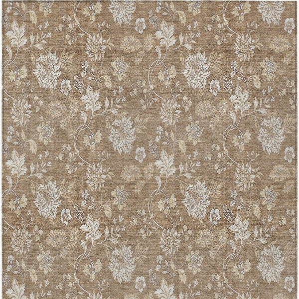 Homeroots 3' Artichoke Green Floral Washable Area Rug - Perfect For Indoor & Outdoor Spaces, Stain Resistant 5' X 8' Polyester 581420