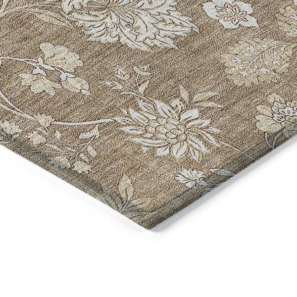 Homeroots 3' Artichoke Green Floral Washable Area Rug - Perfect For Indoor & Outdoor Spaces, Stain Resistant 8' X 10' Polyester 581422