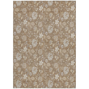 Homeroots 3' Artichoke Green Floral Washable Area Rug - Perfect For Indoor & Outdoor Spaces, Stain Resistant 9' X 12' Polyester 581423