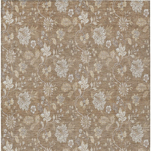 Homeroots 3' Artichoke Green Floral Washable Area Rug - Perfect For Indoor & Outdoor Spaces, Stain Resistant 10' X 14' Polyester 581424