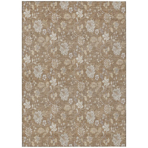 HomeRoots 5' Copper and Beige Floral Area Rug - Durable, Washable Design for Indoor and Outdoor Spaces 10' X 14' 581424