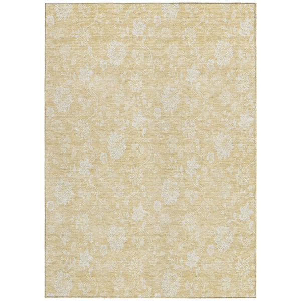 Homeroots 3' Artichoke Green Floral Washable Area Rug - Perfect For Indoor & Outdoor Spaces, Stain Resistant 3' X 5' Polyester 581425