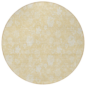 Homeroots 3' Artichoke Green Floral Washable Area Rug - Perfect For Indoor & Outdoor Spaces, Stain Resistant 8' Round Polyester 581427