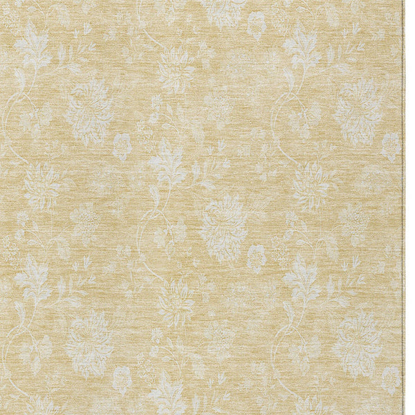 Homeroots 3' Artichoke Green Floral Washable Area Rug - Perfect For Indoor & Outdoor Spaces, Stain Resistant 9' X 12' Polyester 581429