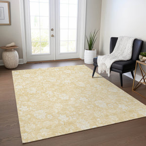 Homeroots 3' Artichoke Green Floral Washable Area Rug - Perfect For Indoor & Outdoor Spaces, Stain Resistant 9' X 12' Polyester 581429