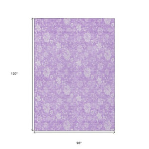 Homeroots 3' Artichoke Green Floral Washable Area Rug - Perfect For Indoor & Outdoor Spaces, Stain Resistant 8' X 10' Polyester 581434