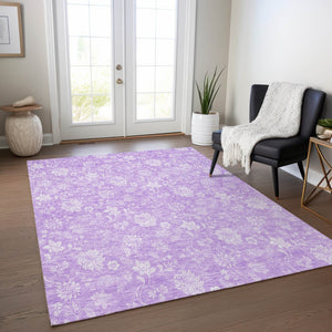 Homeroots 3' Artichoke Green Floral Washable Area Rug - Perfect For Indoor & Outdoor Spaces, Stain Resistant 8' X 10' Polyester 581434