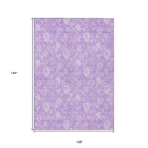 Homeroots 3' Artichoke Green Floral Washable Area Rug - Perfect For Indoor & Outdoor Spaces, Stain Resistant 9' X 12' Polyester 581435