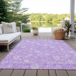 Homeroots 3' Artichoke Green Floral Washable Area Rug - Perfect For Indoor & Outdoor Spaces, Stain Resistant 9' X 12' Polyester 581435