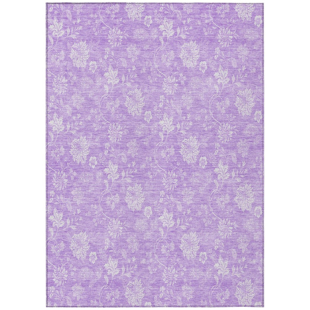 HomeRoots 5' Floral Indoor Outdoor Area Rug in Lavender & Lilac – Washable, Durable, and Stain-Resistant Design 10' X 14' 581436