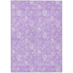 HomeRoots 5' Floral Indoor Outdoor Area Rug in Lavender & Lilac – Washable, Durable, and Stain-Resistant Design 10' X 14' 581436