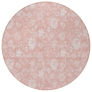 Homeroots 3' Artichoke Green Floral Washable Area Rug - Perfect For Indoor & Outdoor Spaces, Stain Resistant 8' Round Polyester 581439