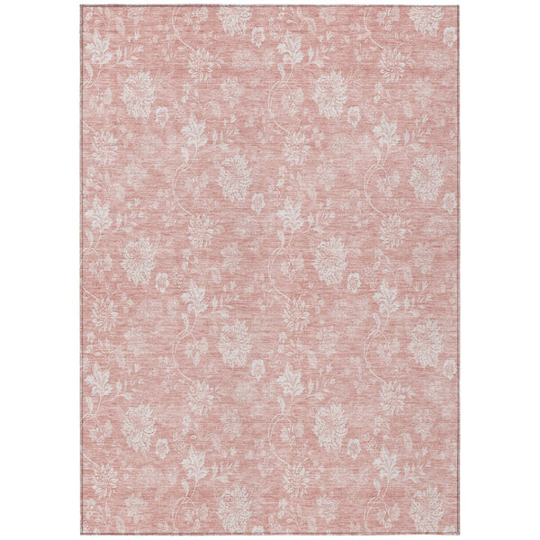 HomeRoots 5' Elegant Floral Washable Area Rug in Soft Pink and Ivory - Perfect for Indoor & Outdoor Spaces 8' X 10' 581440