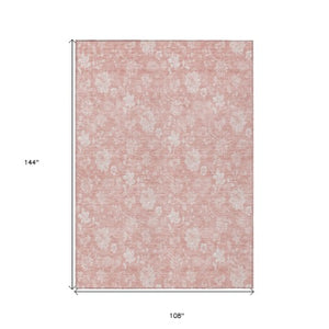 Homeroots 3' Artichoke Green Floral Washable Area Rug - Perfect For Indoor & Outdoor Spaces, Stain Resistant 9' X 12' Polyester 581441