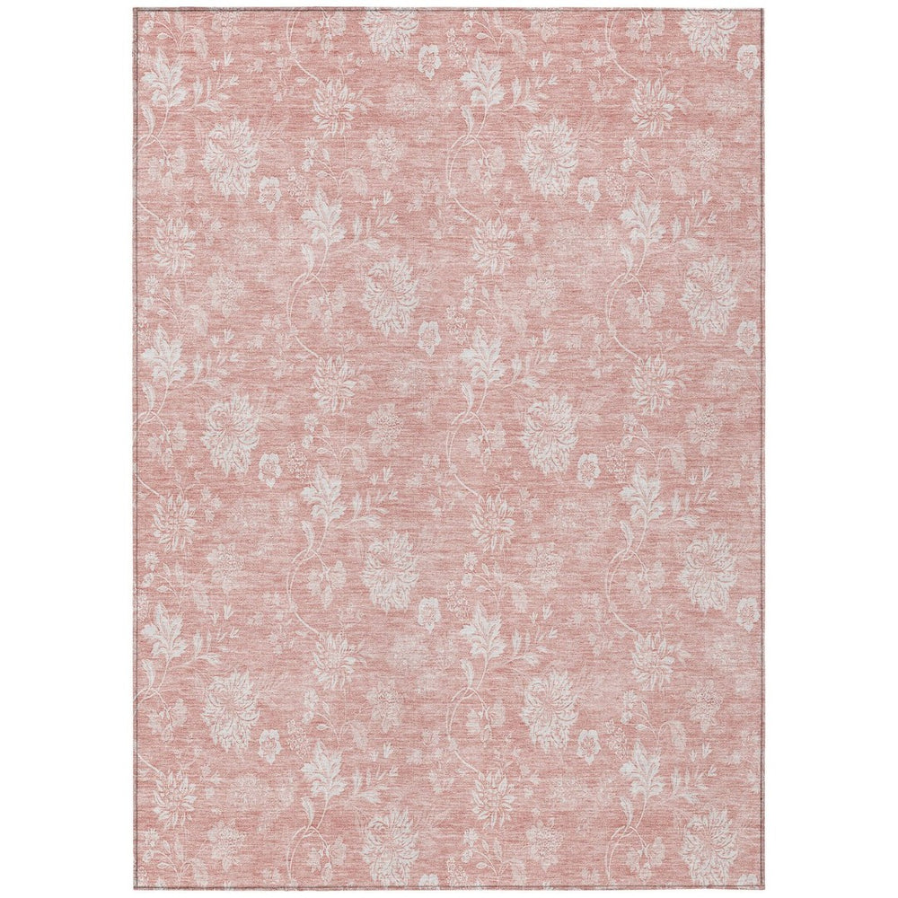 HomeRoots 9' Floral Washable Area Rug - Durable Indoor Outdoor Design with Blush, Ivory & Pink Hues for Any Space 9' X 12' 581441