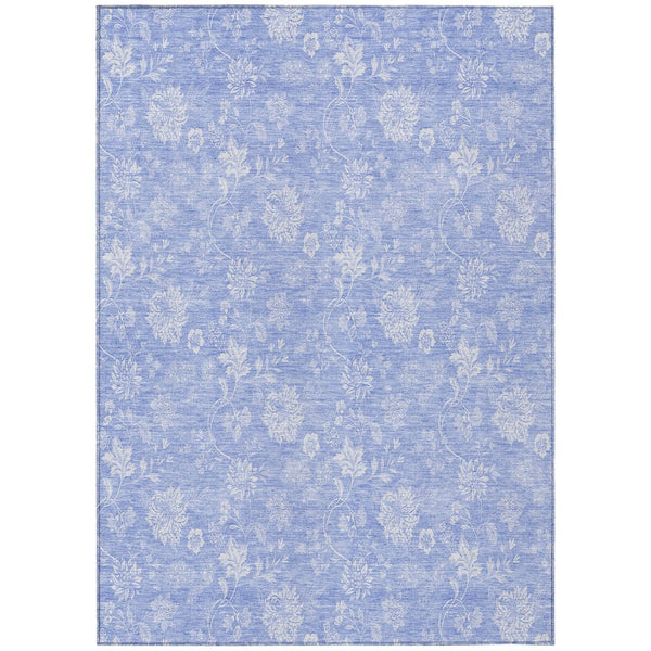 HomeRoots 5' Sky Blue Floral Indoor Outdoor Area Rug - Durable, Washable, Stylish Home Decor for Any Space 5' X 8' 581444
