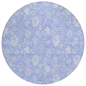 HomeRoots 5' Sky Blue Floral Indoor Outdoor Area Rug - Durable, Washable, Stylish Home Decor for Any Space 8' Round 581445