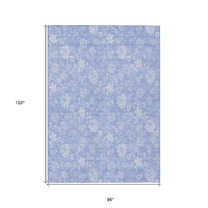 Homeroots 3' Artichoke Green Floral Washable Area Rug - Perfect For Indoor & Outdoor Spaces, Stain Resistant 8' X 10' Polyester 581446