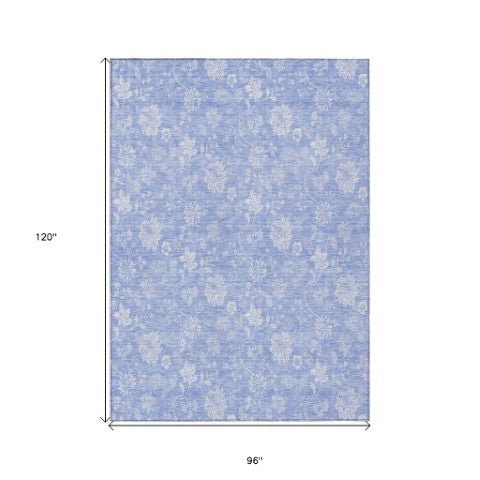 Homeroots 3' Artichoke Green Floral Washable Area Rug - Perfect For Indoor & Outdoor Spaces, Stain Resistant 8' X 10' Polyester 581446