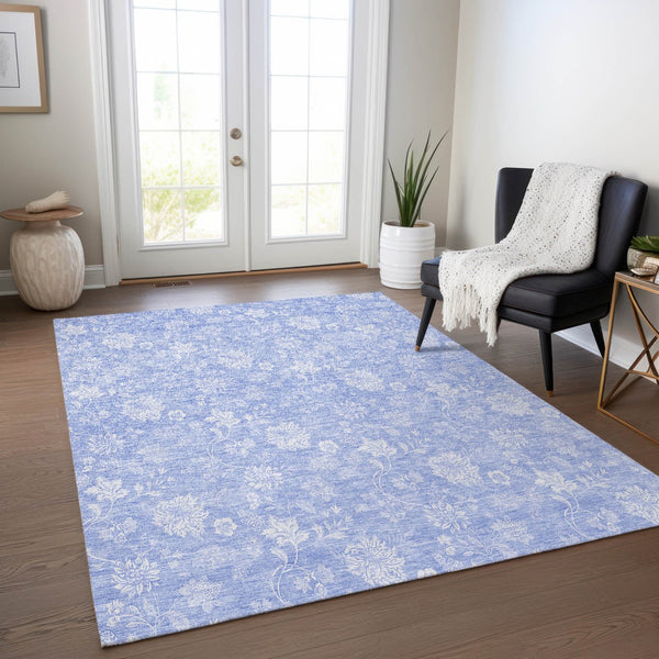 Homeroots 3' Artichoke Green Floral Washable Area Rug - Perfect For Indoor & Outdoor Spaces, Stain Resistant 9' X 12' Polyester 581447