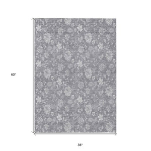 Homeroots 3' Artichoke Green Floral Washable Area Rug - Perfect For Indoor & Outdoor Spaces, Stain Resistant 3' X 5' Polyester 581449