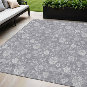 Homeroots 3' Artichoke Green Floral Washable Area Rug - Perfect For Indoor & Outdoor Spaces, Stain Resistant 5' X 8' Polyester 581450