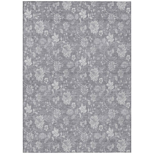 HomeRoots 5' Elegant Gray Silver and Ivory Floral Washable Area Rug for Indoor and Outdoor Living Spaces 5' X 8' 581450