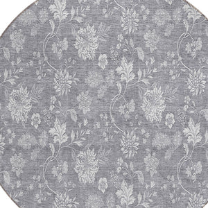 Homeroots 3' Artichoke Green Floral Washable Area Rug - Perfect For Indoor & Outdoor Spaces, Stain Resistant 8' Round Polyester 581451