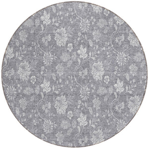 Homeroots 3' Artichoke Green Floral Washable Area Rug - Perfect For Indoor & Outdoor Spaces, Stain Resistant 8' Round Polyester 581451