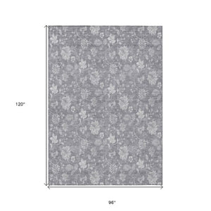 Homeroots 3' Artichoke Green Floral Washable Area Rug - Perfect For Indoor & Outdoor Spaces, Stain Resistant 8' X 10' Polyester 581452