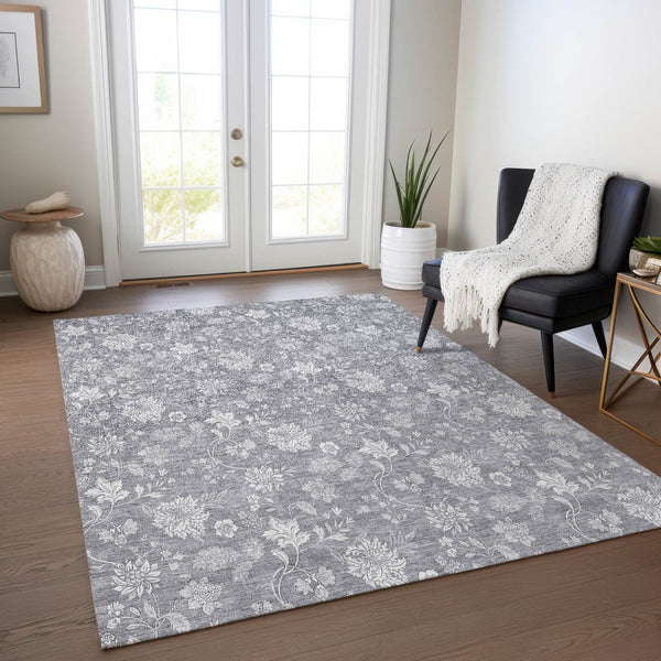 Homeroots 3' Artichoke Green Floral Washable Area Rug - Perfect For Indoor & Outdoor Spaces, Stain Resistant 8' X 10' Polyester 581452