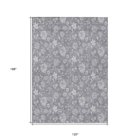 Homeroots 3' Artichoke Green Floral Washable Area Rug - Perfect For Indoor & Outdoor Spaces, Stain Resistant 10' X 14' Polyester 581454