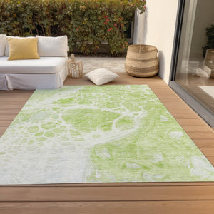 Homeroots 3' Artichoke Green Nautical Area Rug - Washable Indoor Outdoor Design For Home And Patio Use 3' X 5' Polyester 581455