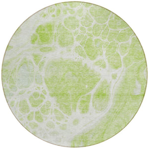 Homeroots 3' Artichoke Green Nautical Area Rug - Washable Indoor Outdoor Design For Home And Patio Use 8' Round Polyester 581457