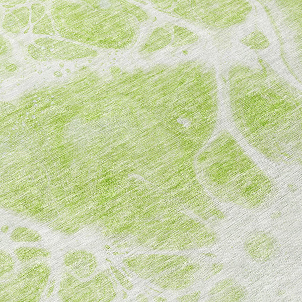 Homeroots 3' Artichoke Green Nautical Area Rug - Washable Indoor Outdoor Design For Home And Patio Use 8' Round Polyester 581457