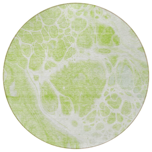 Homeroots 3' Artichoke Green Nautical Area Rug - Washable Indoor Outdoor Design For Home And Patio Use 8' Round Polyester 581457