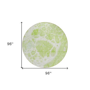 Homeroots 3' Artichoke Green Nautical Area Rug - Washable Indoor Outdoor Design For Home And Patio Use 8' Round Polyester 581457