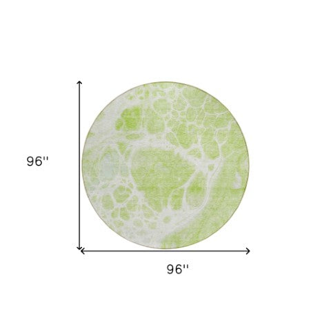 Homeroots 3' Artichoke Green Nautical Area Rug - Washable Indoor Outdoor Design For Home And Patio Use 8' Round Polyester 581457