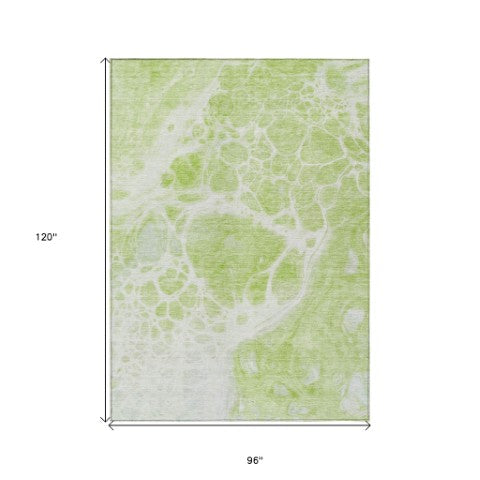 Homeroots 3' Artichoke Green Nautical Area Rug - Washable Indoor Outdoor Design For Home And Patio Use 8' X 10' Polyester 581458