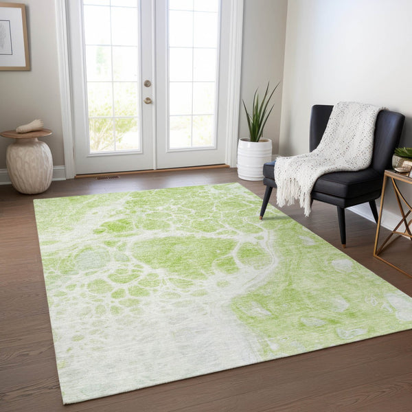 Homeroots 3' Artichoke Green Nautical Area Rug - Washable Indoor Outdoor Design For Home And Patio Use 9' X 12' Polyester 581459